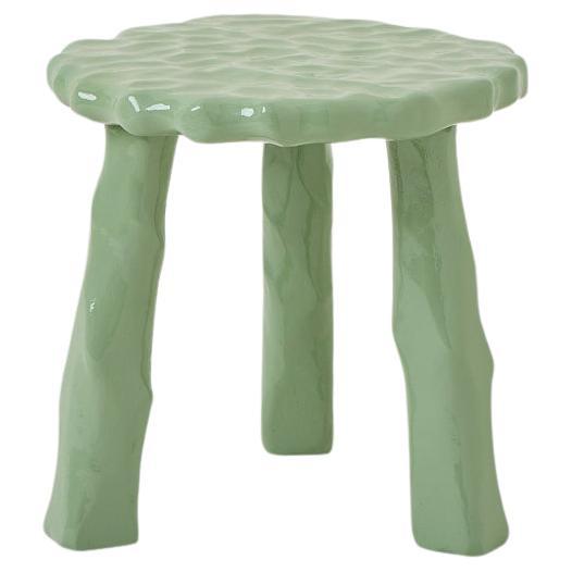Afinco Collection, Low Asparagus Green Wooden Stool For Sale