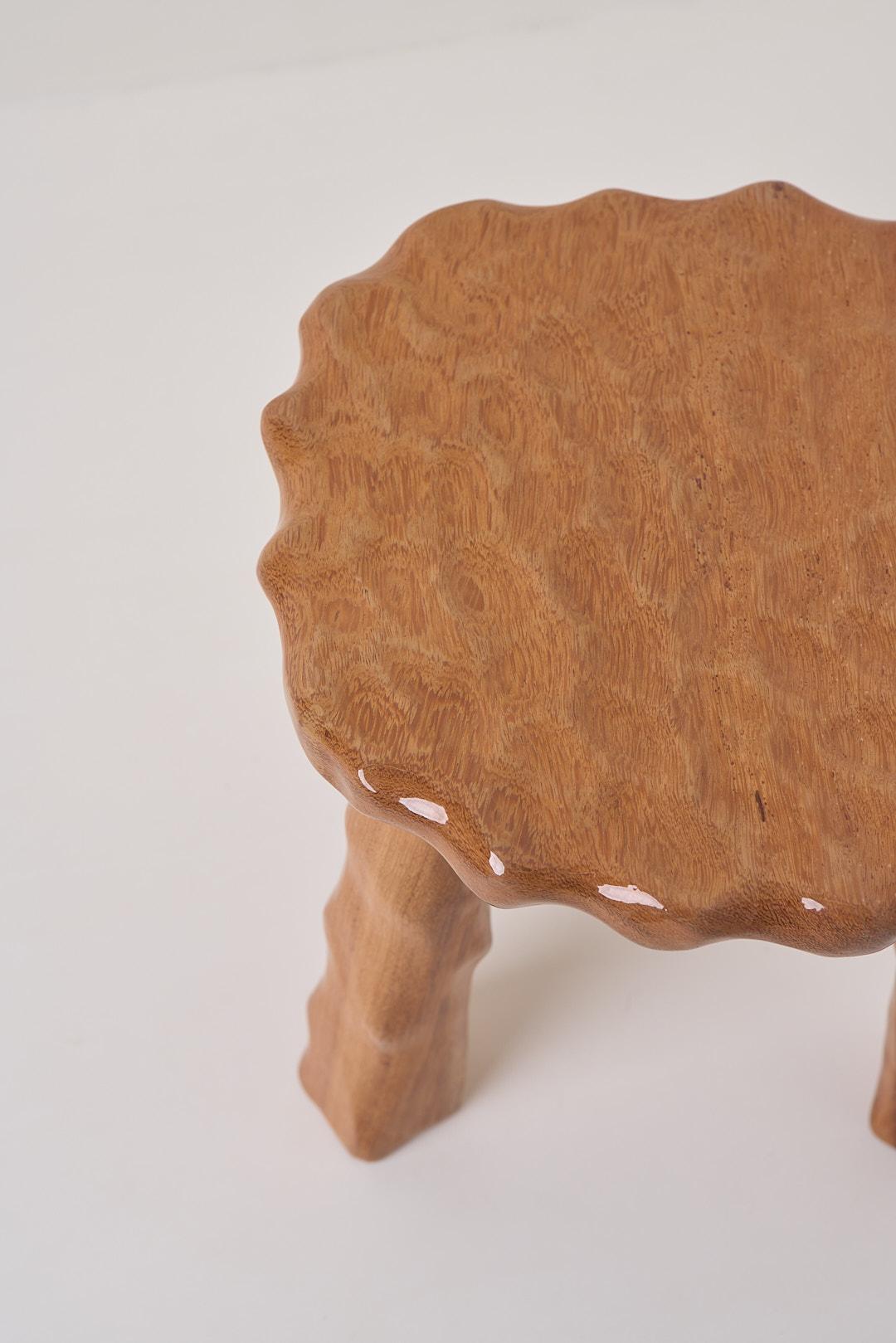 Afinco Collection, Low Terracotta Wooden Stool  For Sale 2