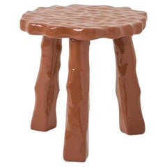 Afinco Collection, Low Terracotta Wooden Stool 