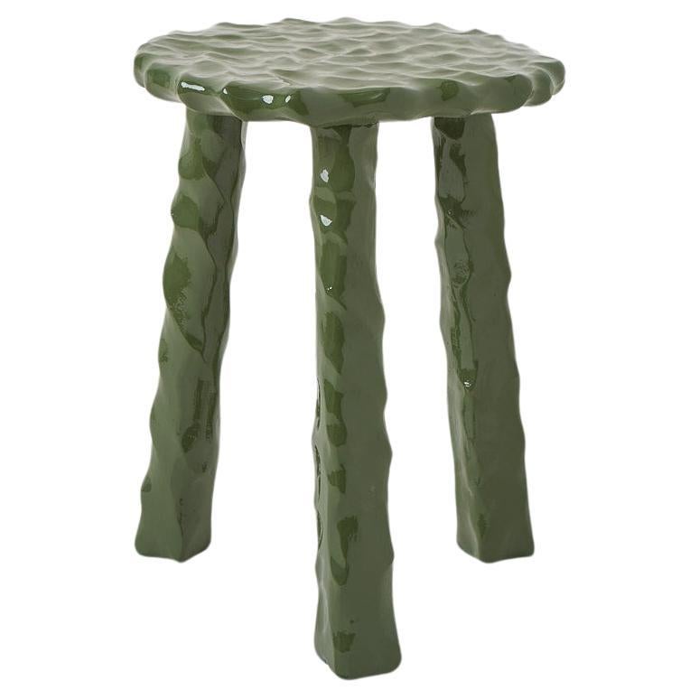 Afinco Collection, Tall Military Green Wooden Stool For Sale