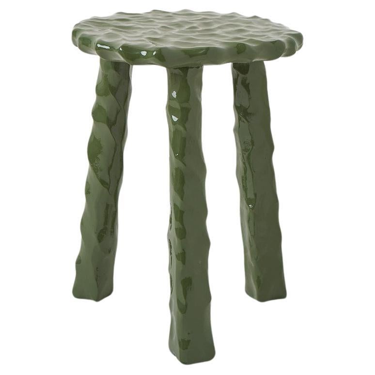 Collection Afinco, grand tabouret en bois vert militaire