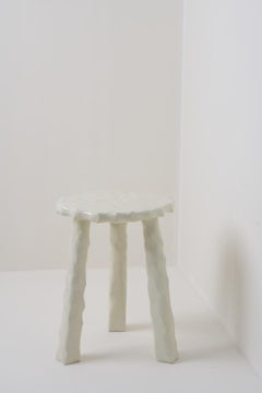 Afinco Collection, Tall Off-White Wooden Stool