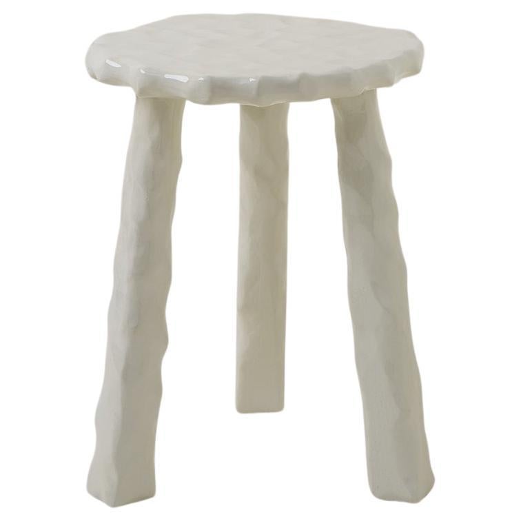 Afinco Collection, Tall Off-White Wooden Stool For Sale