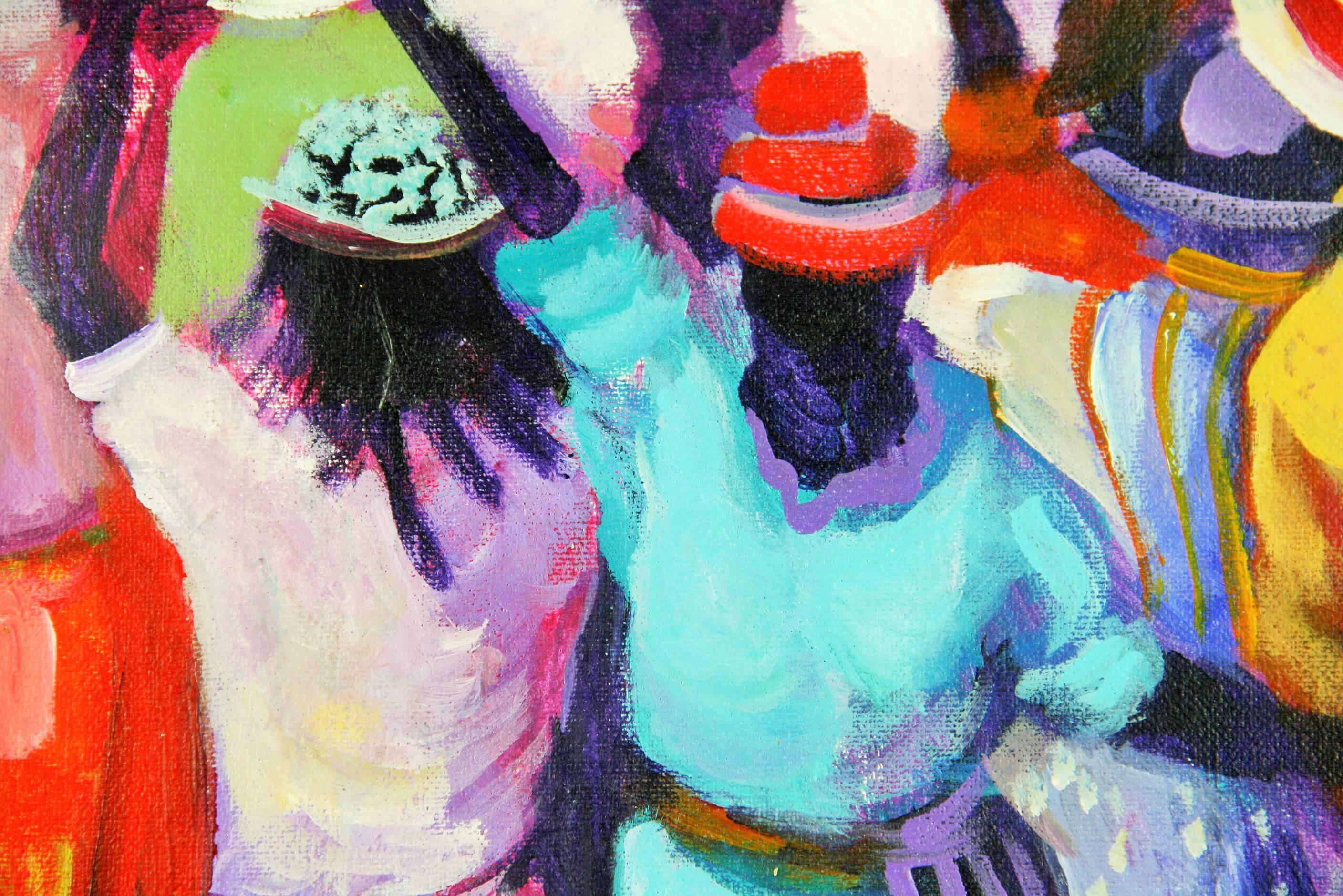 Carnevale in Rio Colorful Figural  Landscape For Sale 1