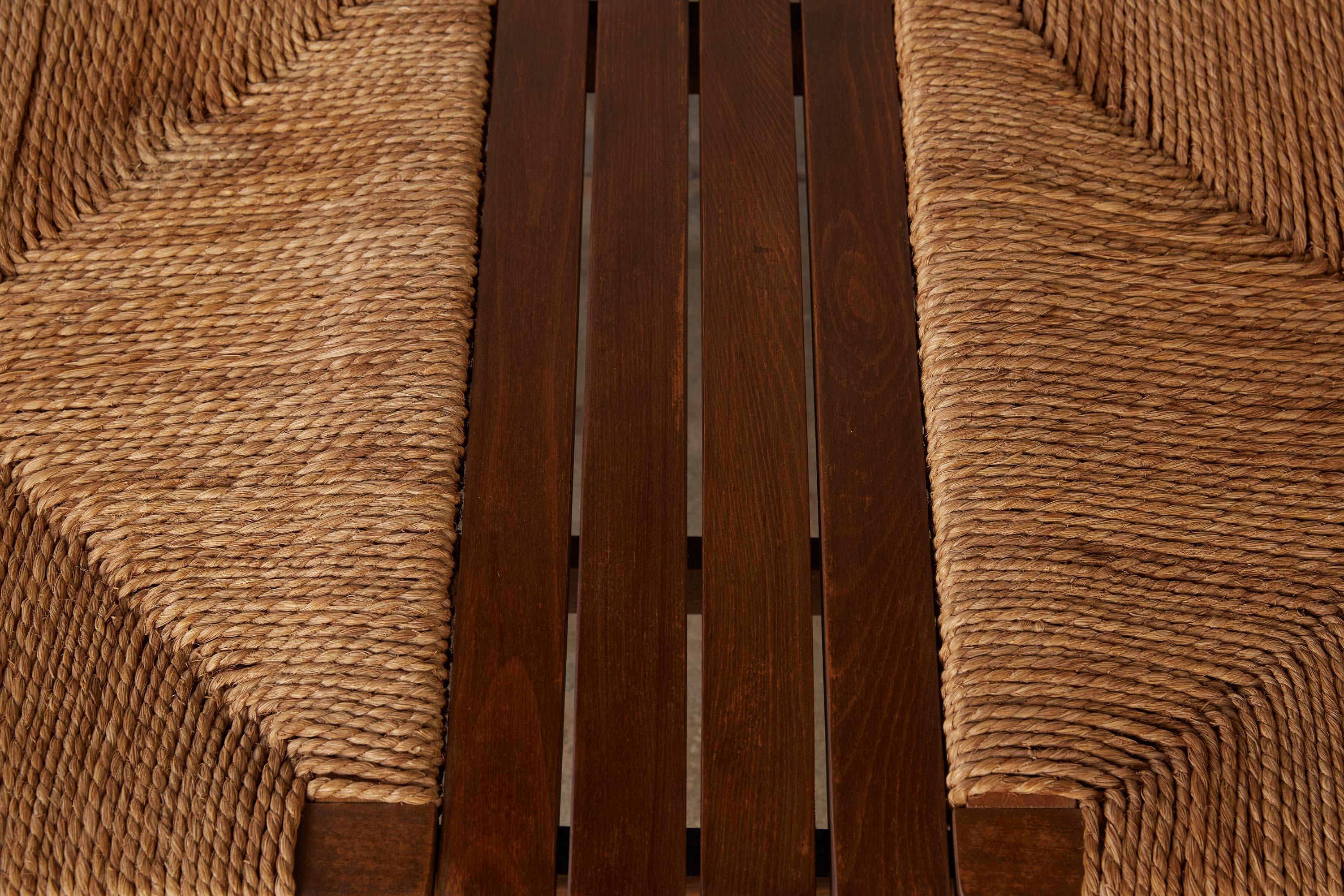 AFM Japanese Modernist Slat Bench with Rush Seat 5