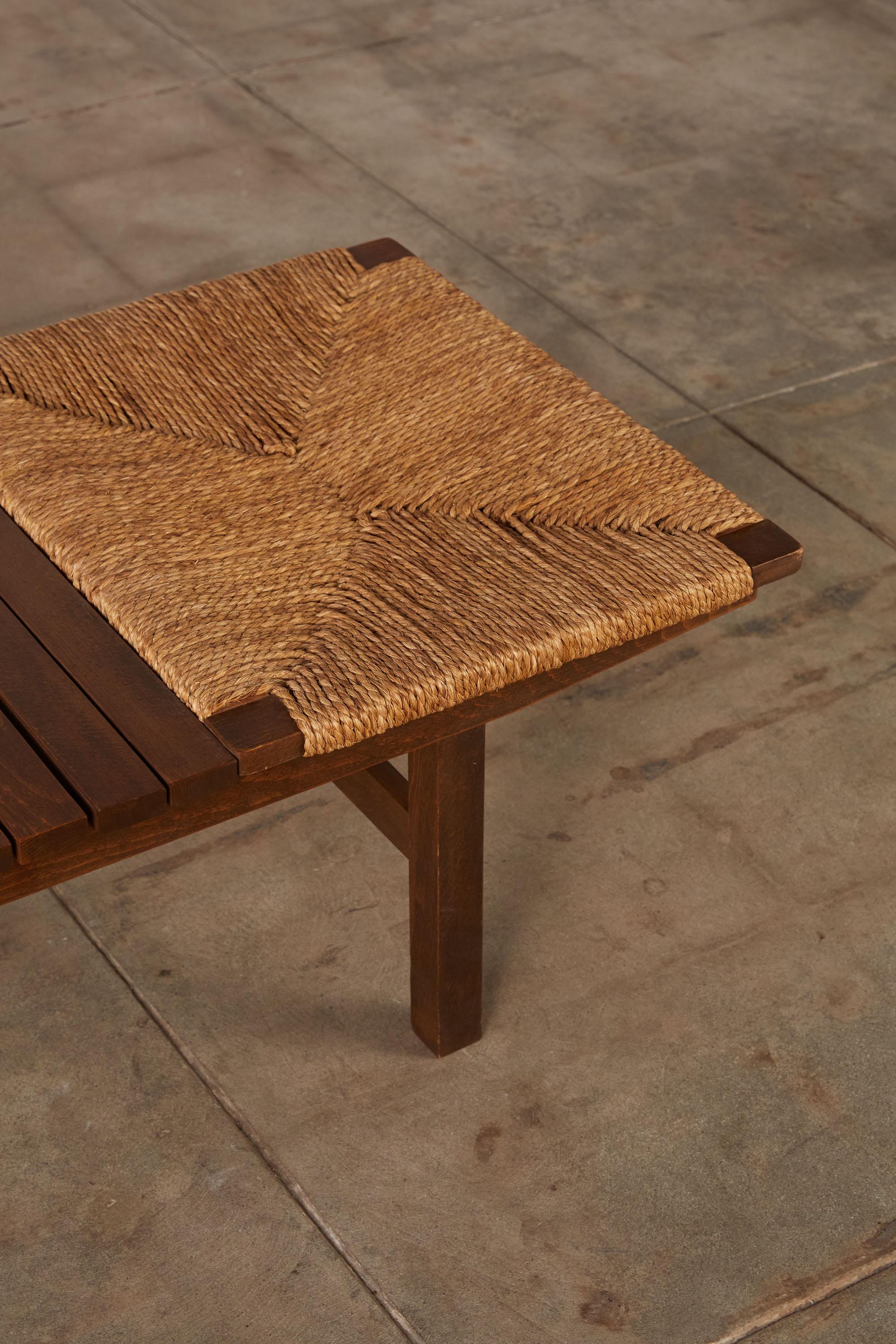 AFM Japanese Modernist Slat Bench with Rush Seat 5