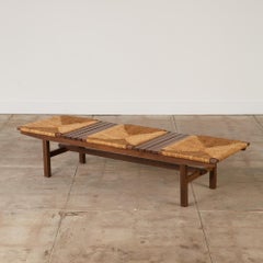 AFM Japanese Modernist Slat Bench with Rush Seat