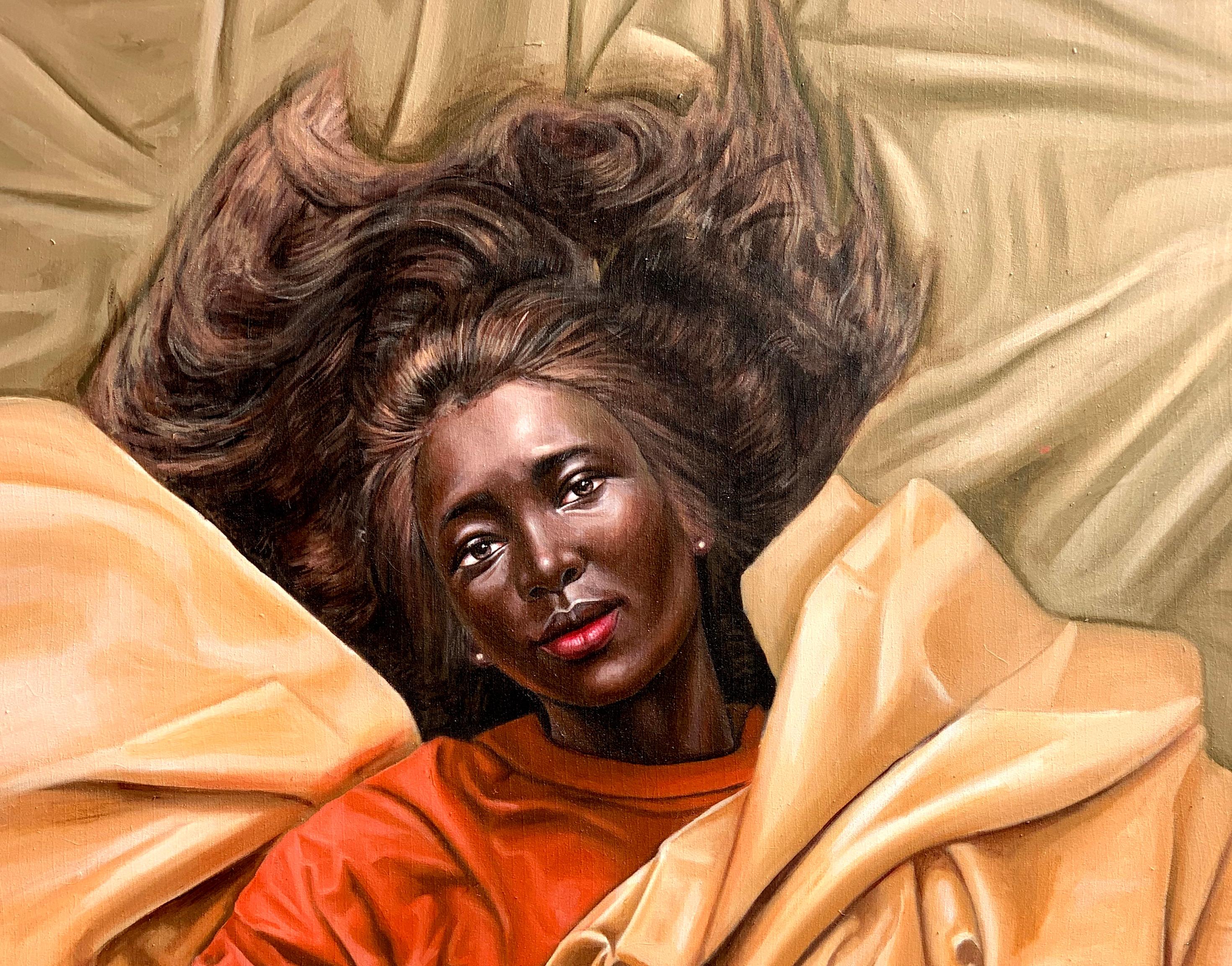 A riposo -21° secolo, Contemporaneo, Pittura figurativa, Olio, Arte femminile - Painting di Afolayan Emmanuel