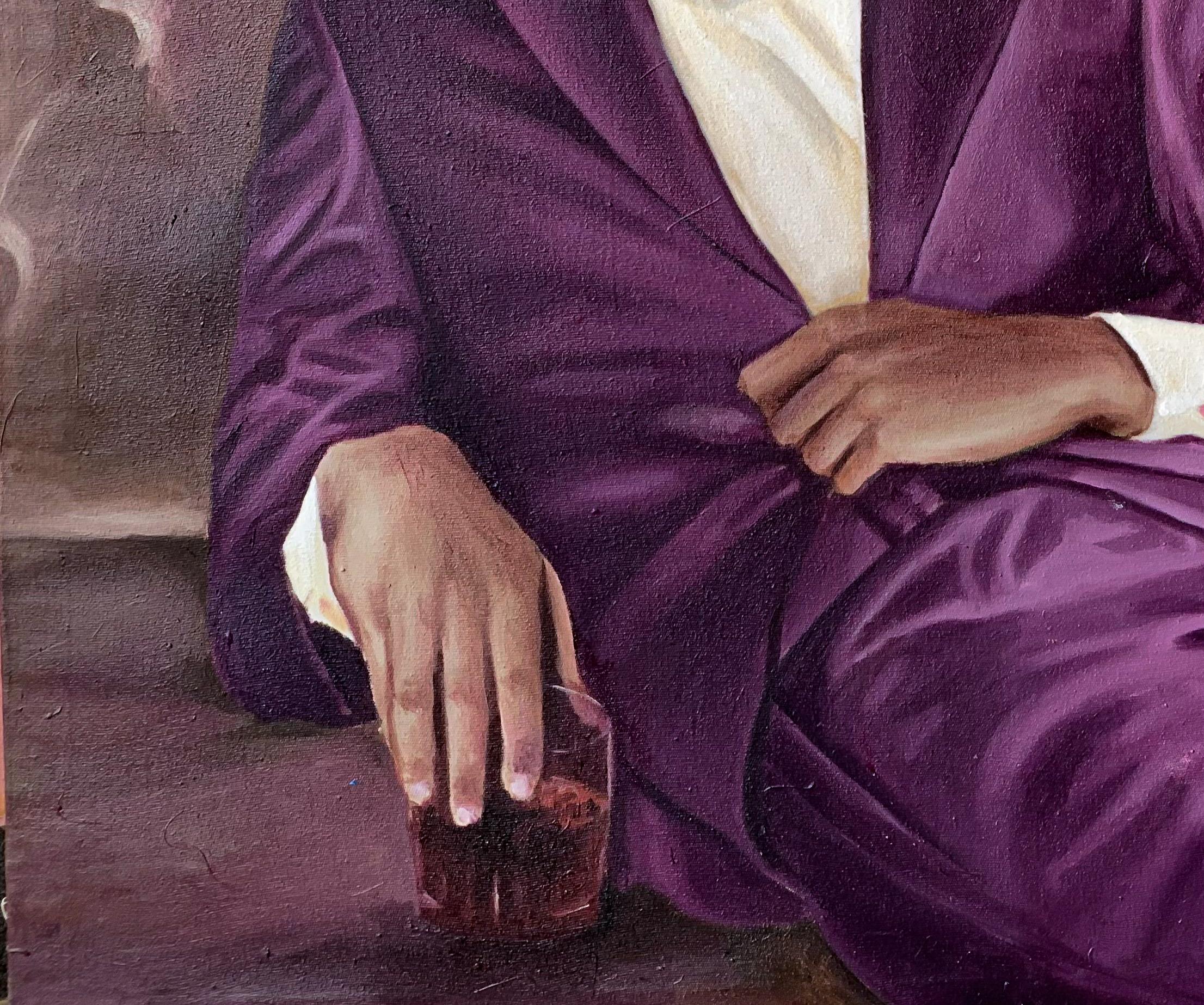 Sanfter Griff der Couch -21. Jahrhundert, Zeitgenössisch, Figurative Malerei, Öl (Schwarz), Figurative Painting, von Afolayan Emmanuel