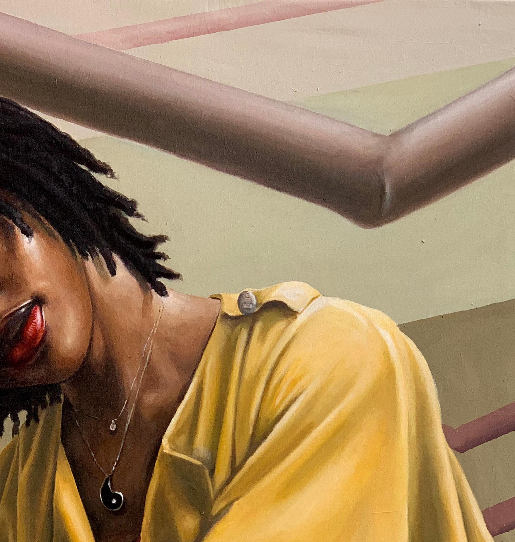 Nel mezzo -21° secolo, Contemporaneo, Ritratto, Olio, Arte femminile - Painting Espressionista di Afolayan Emmanuel
