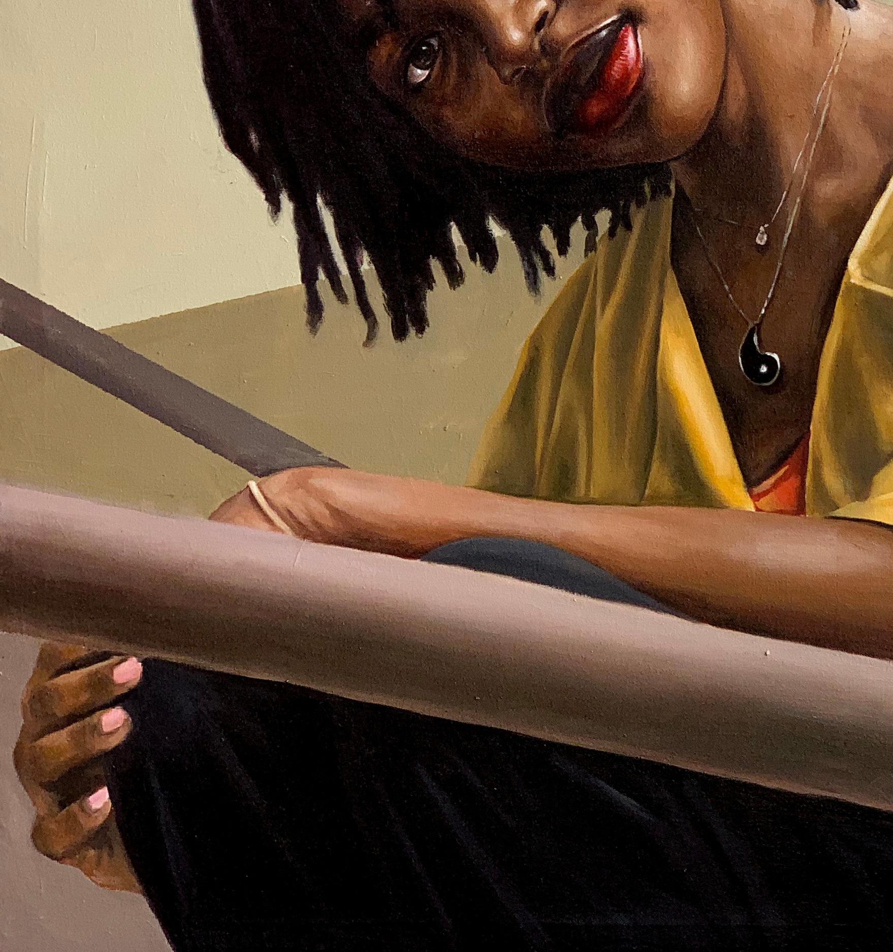 Nel mezzo -21° secolo, Contemporaneo, Ritratto, Olio, Arte femminile - Figurative Painting Marrone di Afolayan Emmanuel