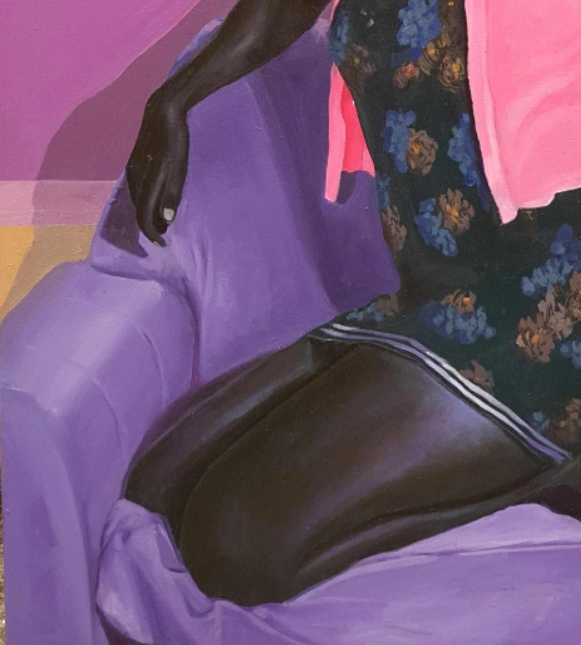 Guarda attraverso i miei occhi - Figurative Painting Viola di Afolayan Emmanuel