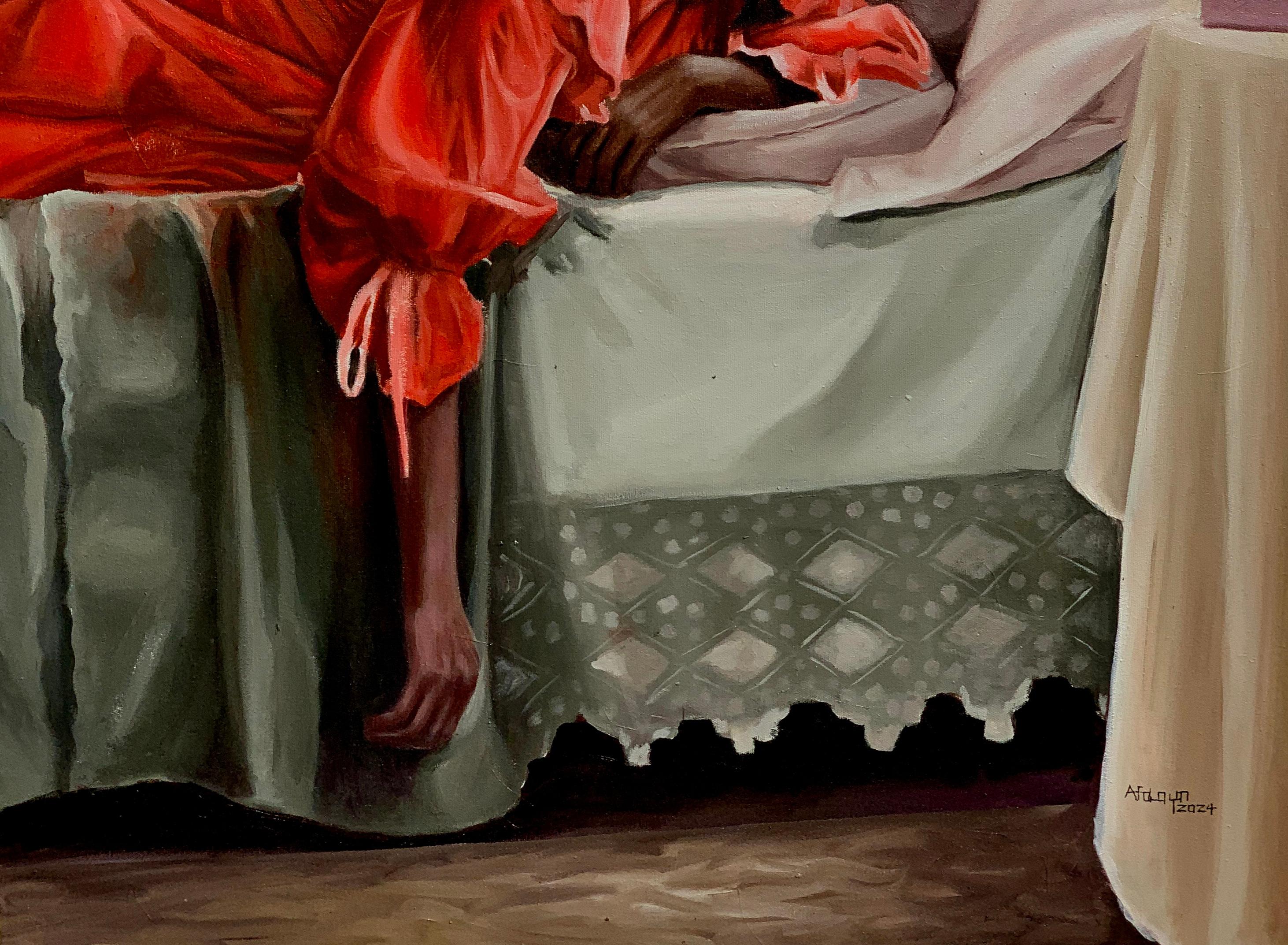 Desplegar el pasado 2-Siglo XXI, Contemporáneo, Pintura figurativa, Óleo, Mujer - Painting Expresionista de Afolayan Emmanuel