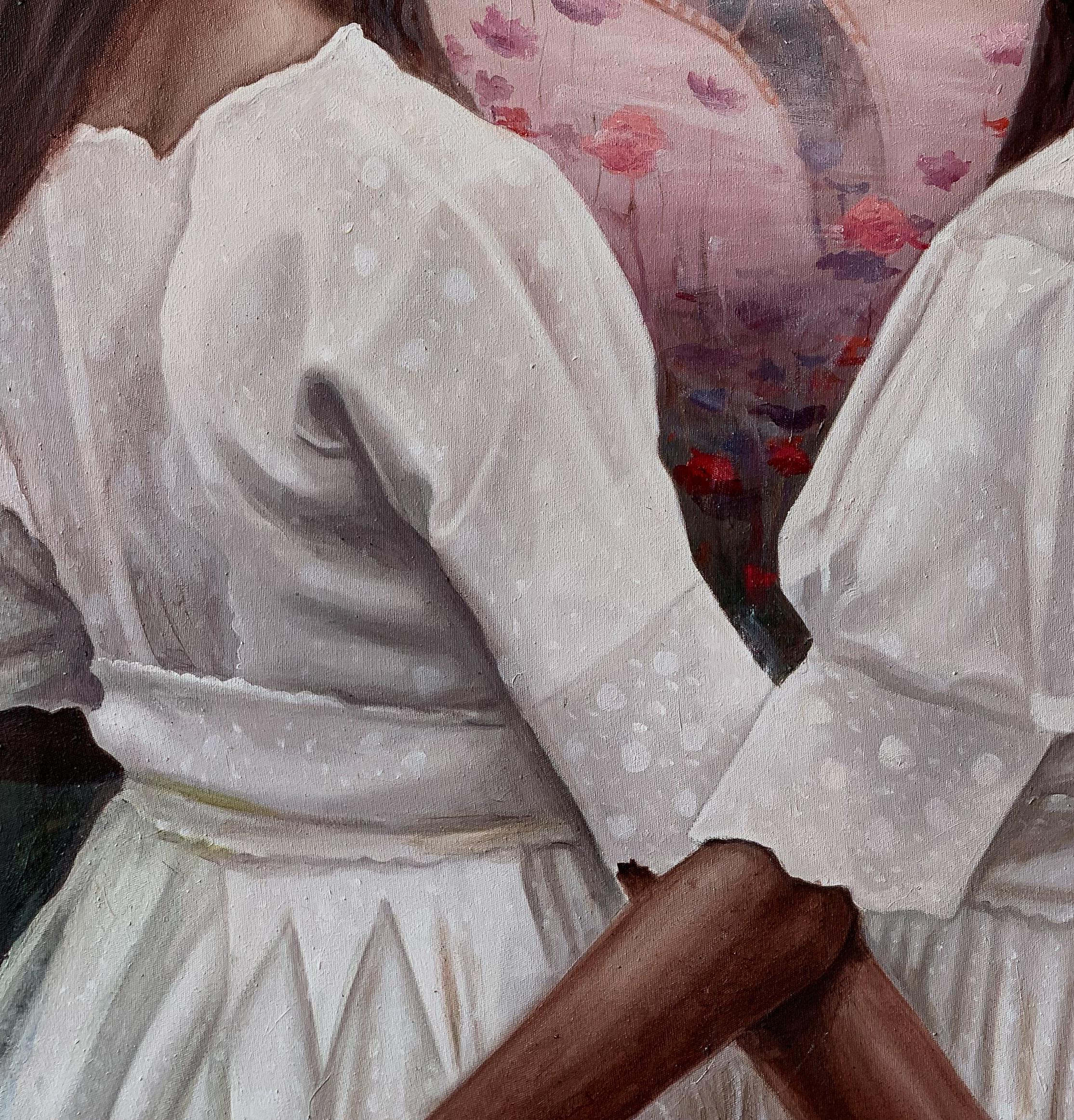 Entfaltung der Vergangenheit - 21. Jahrhundert, Zeitgenössisch, Figuratives Porträt, Öl, Frauen (Grau), Figurative Painting, von Afolayan Emmanuel