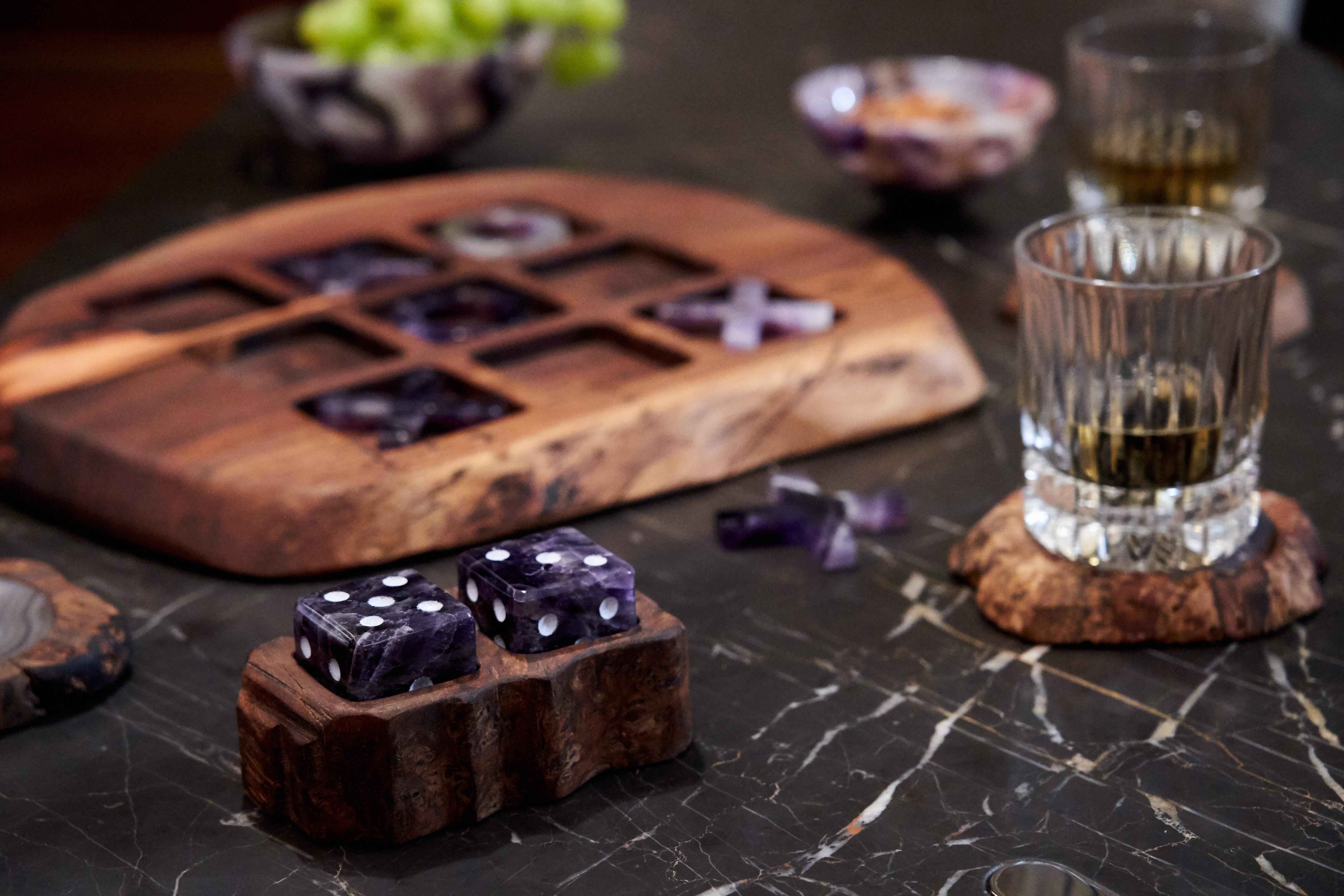 Contemporary Afora Dice Set in Amethyst without Wood Holder by Anna Rabinowitz