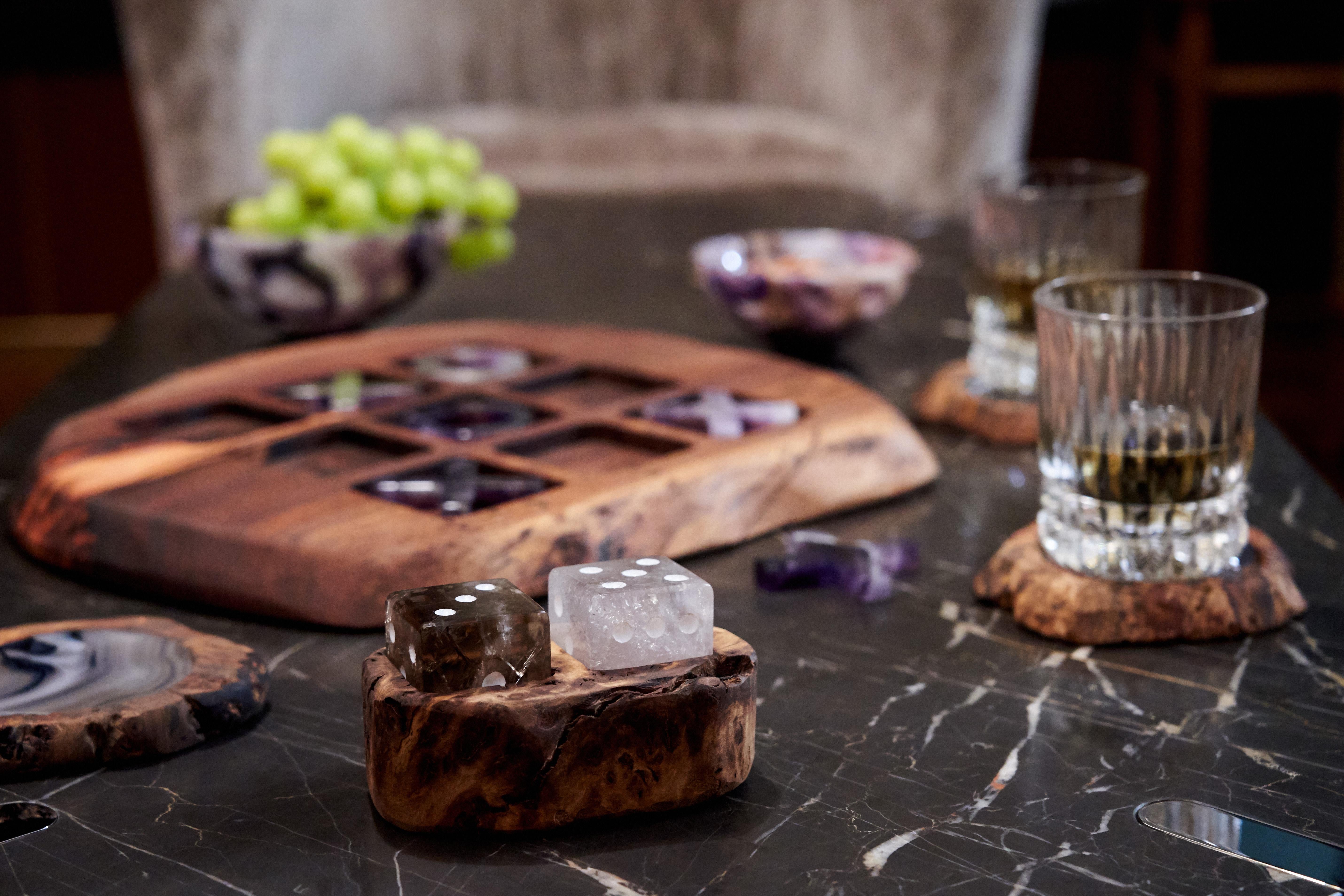 Afora Dice Set in Amethyst without Wood Holder by Anna Rabinowitz 2