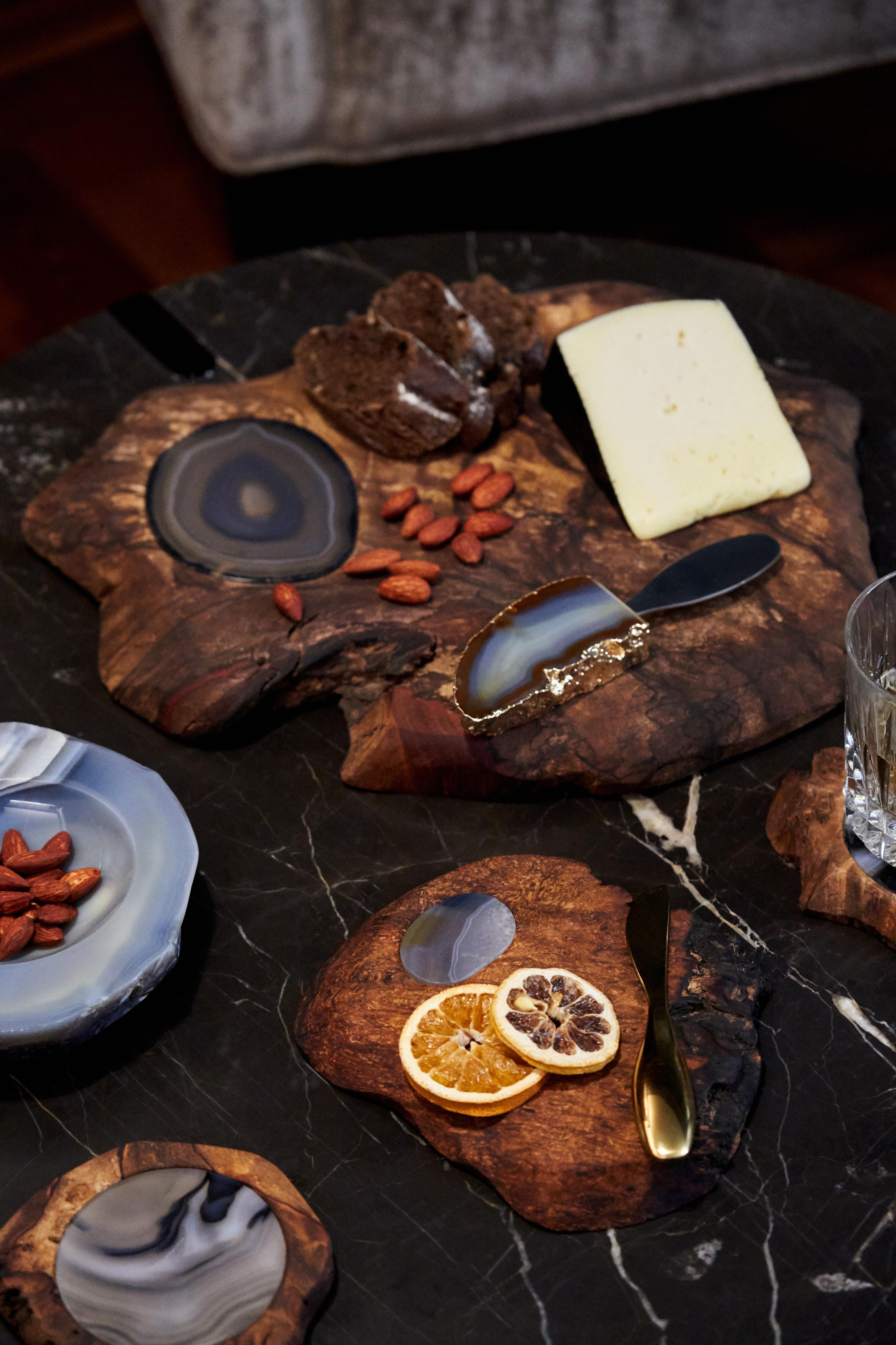 Contemporary Afora Platter in Agate and Wood by Anna Rabinowitz