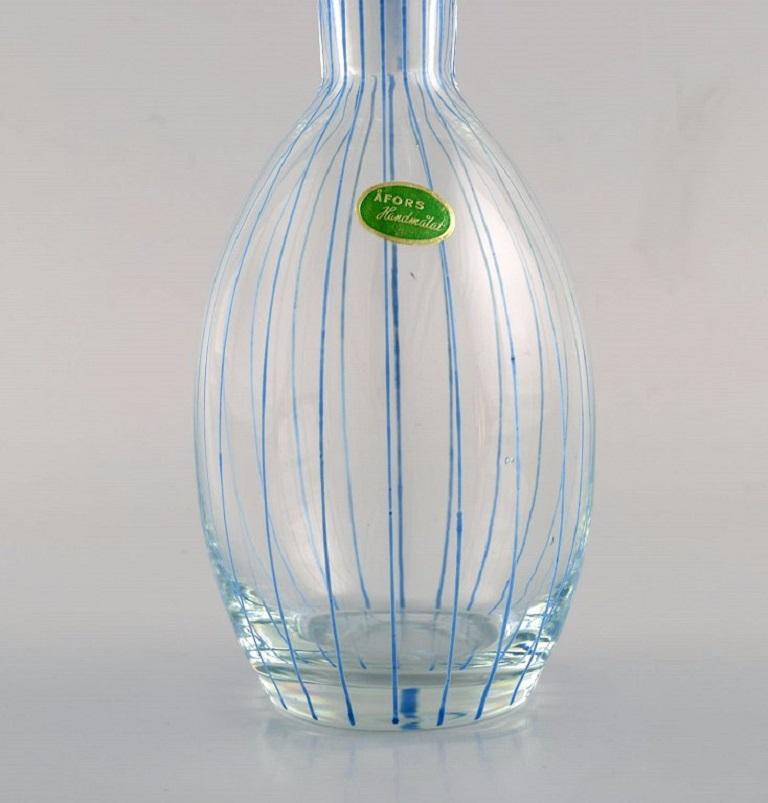 Åfors Karaffe aus mundgeblasenem, handbemaltem Kunstglas, schwedisches Design, 1960er Jahre (Skandinavische Moderne) im Angebot