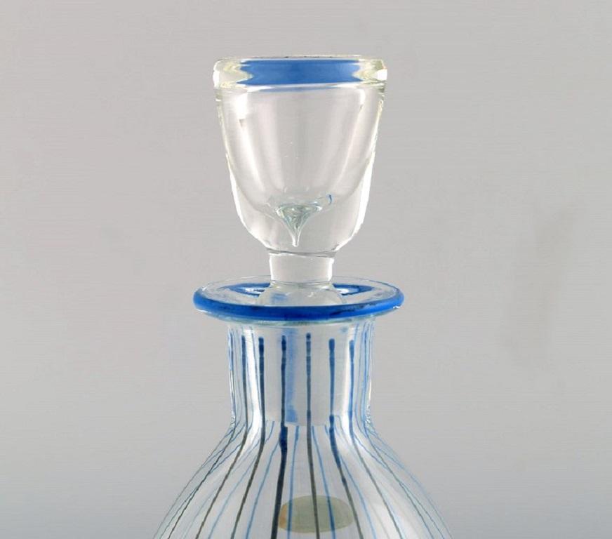Åfors Karaffe aus mundgeblasenem, handbemaltem Kunstglas, schwedisches Design, 1960er Jahre (Schwedisch) im Angebot