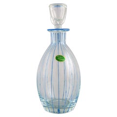 Carafe Åfors en verre d'art soufflé à la bouche et peint à la main, art glass suédois, années 1960