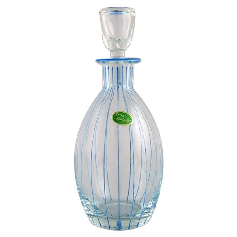 Åfors Carafe in Hand-Painted Mouth-Blown Art Glass, Swedish Design, 1960s  For Sale at 1stDibs
