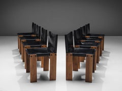 Afra & Tobia Scarpa 'Monk' Chairs in Black Leather