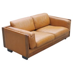 Afra and Tobia Scarpa "920" Brown Leather Two Seats Sofa for Cassina, Italy '60