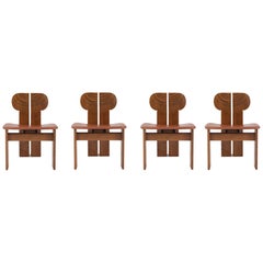 Afra & Tobia Scarpa Africa Chairs with Cognac Leather Seating