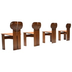 Afra and Tobia Scarpa Africa Chairs with Cognac Leather Seating