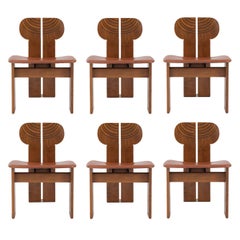 Afra and Tobia Scarpa Africa Chairs with Cognac Leather Seating