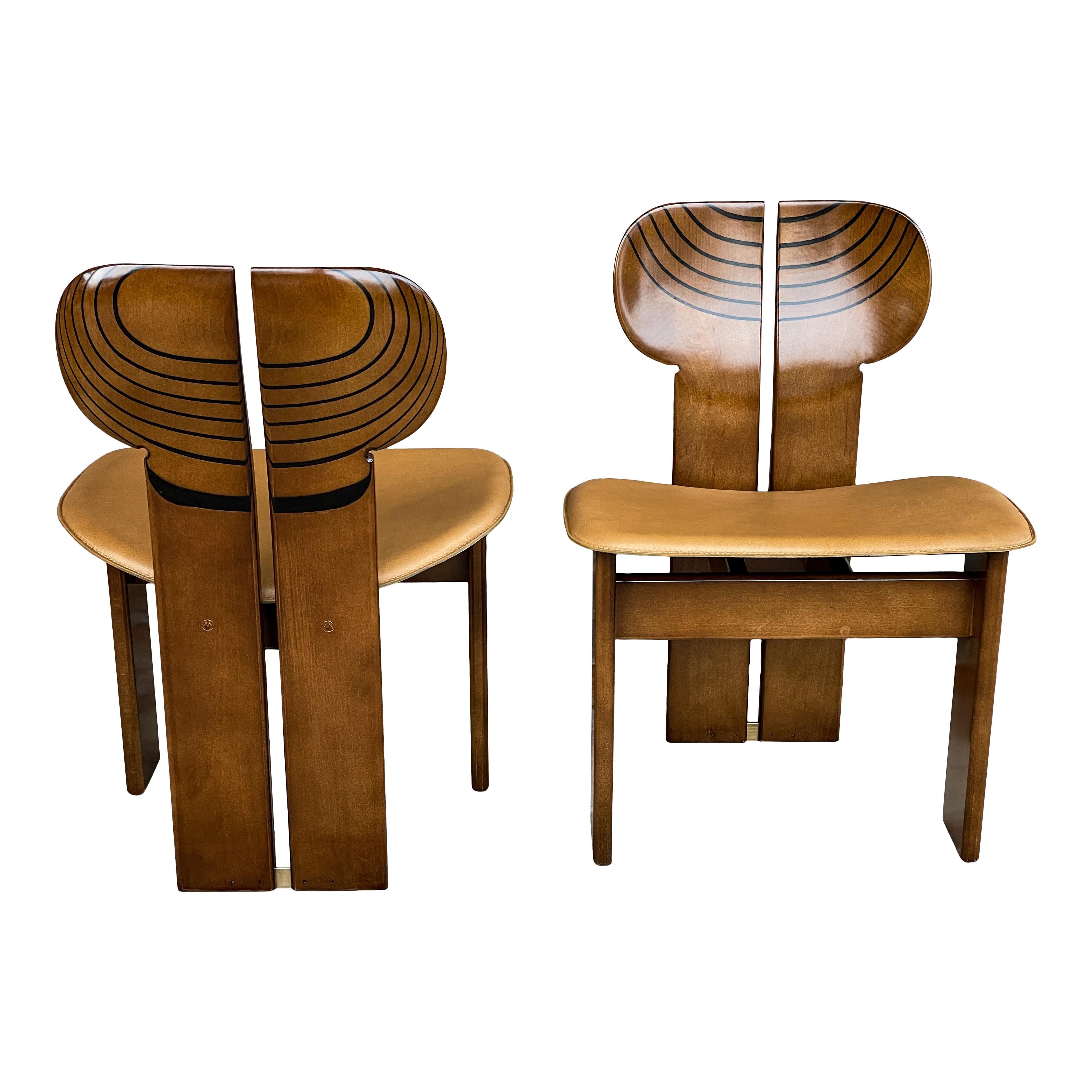 Afra and Tobia Scarpa Africa Dining Chair for Maxalto, 1976, Set of 4 For Sale 2