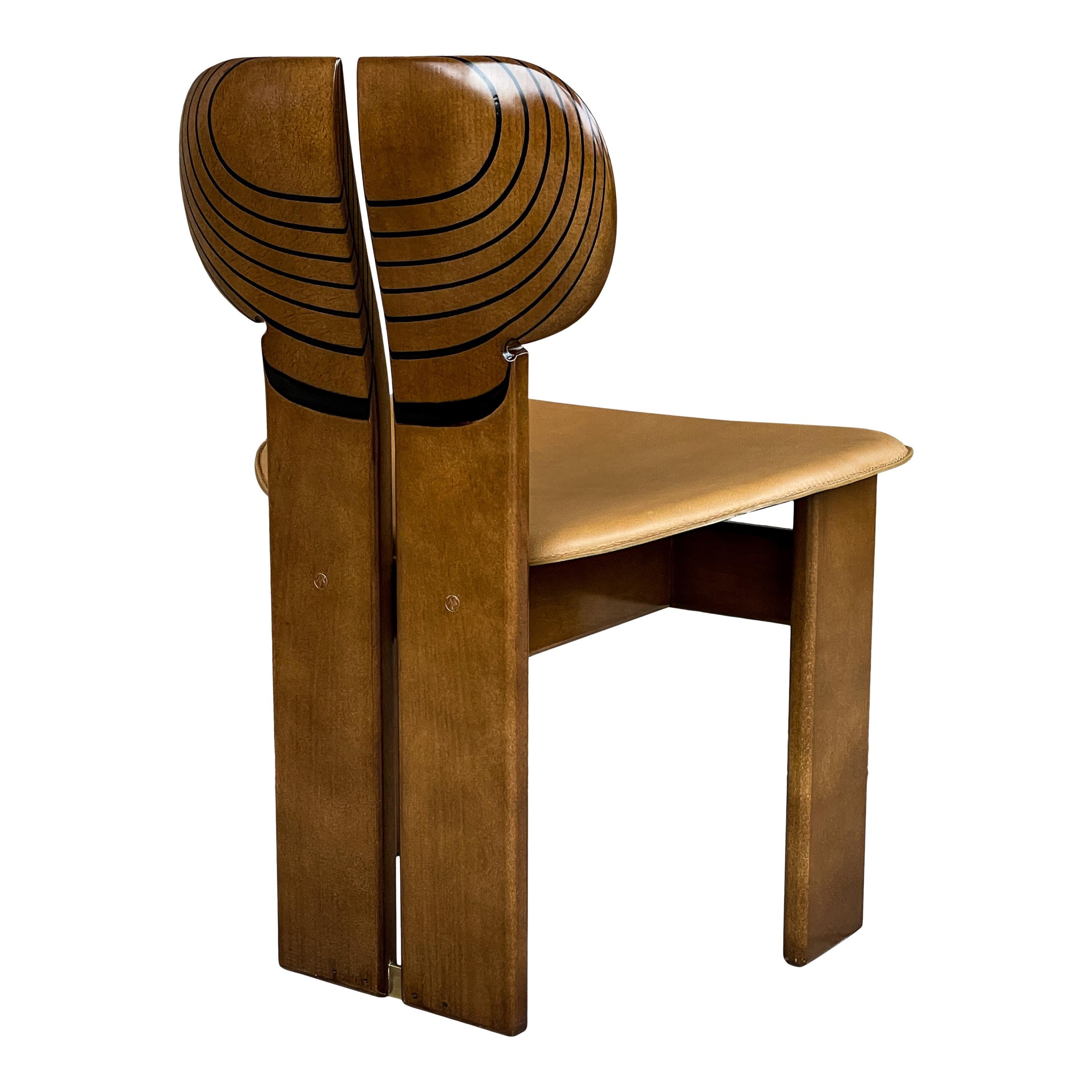 Chaise de salle à manger africaine Afra et Tobia Scarpa pour Maxalto, 1976, lot de 4 en vente 7