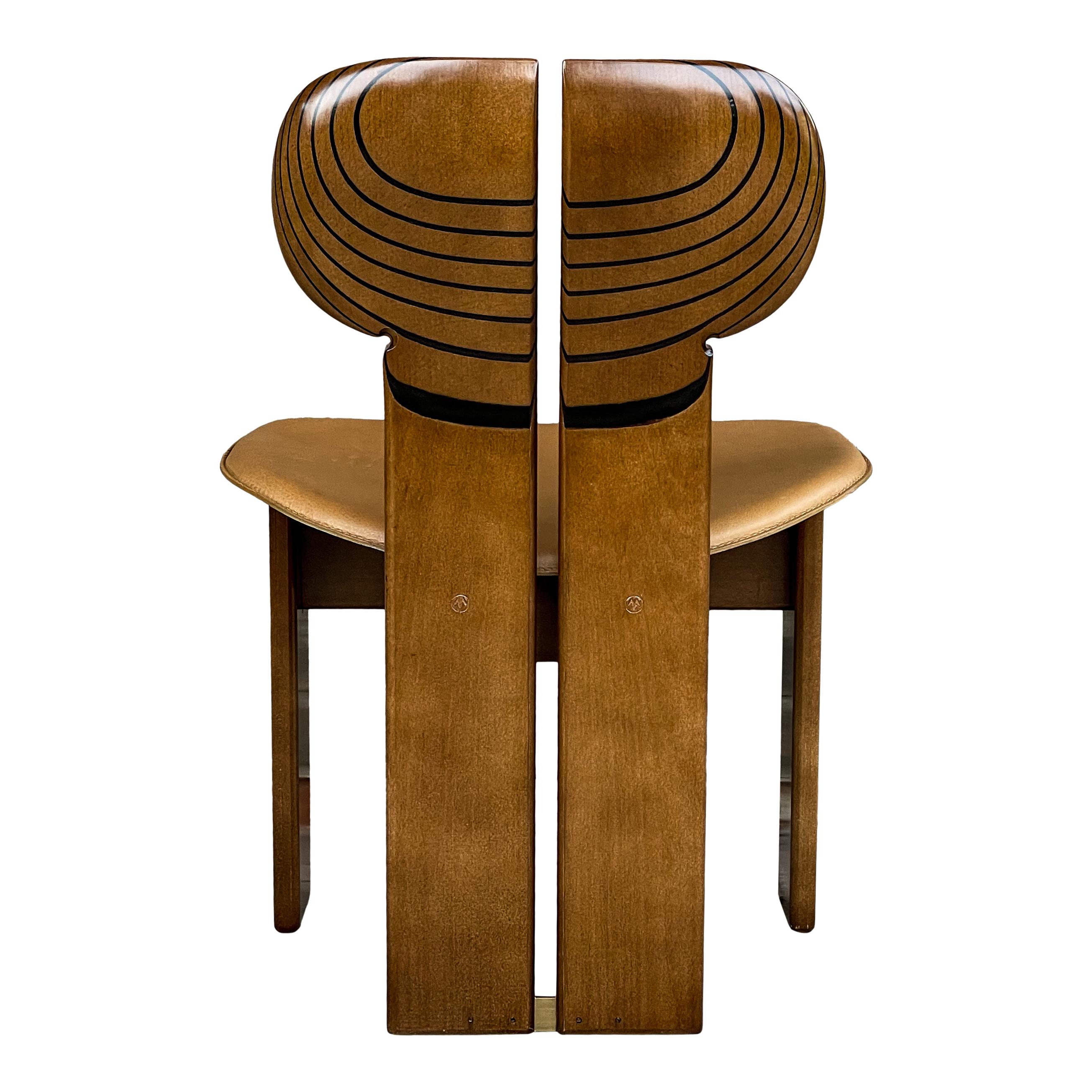 Afra and Tobia Scarpa Africa Dining Chair for Maxalto, 1976, Set of 4 For Sale 7