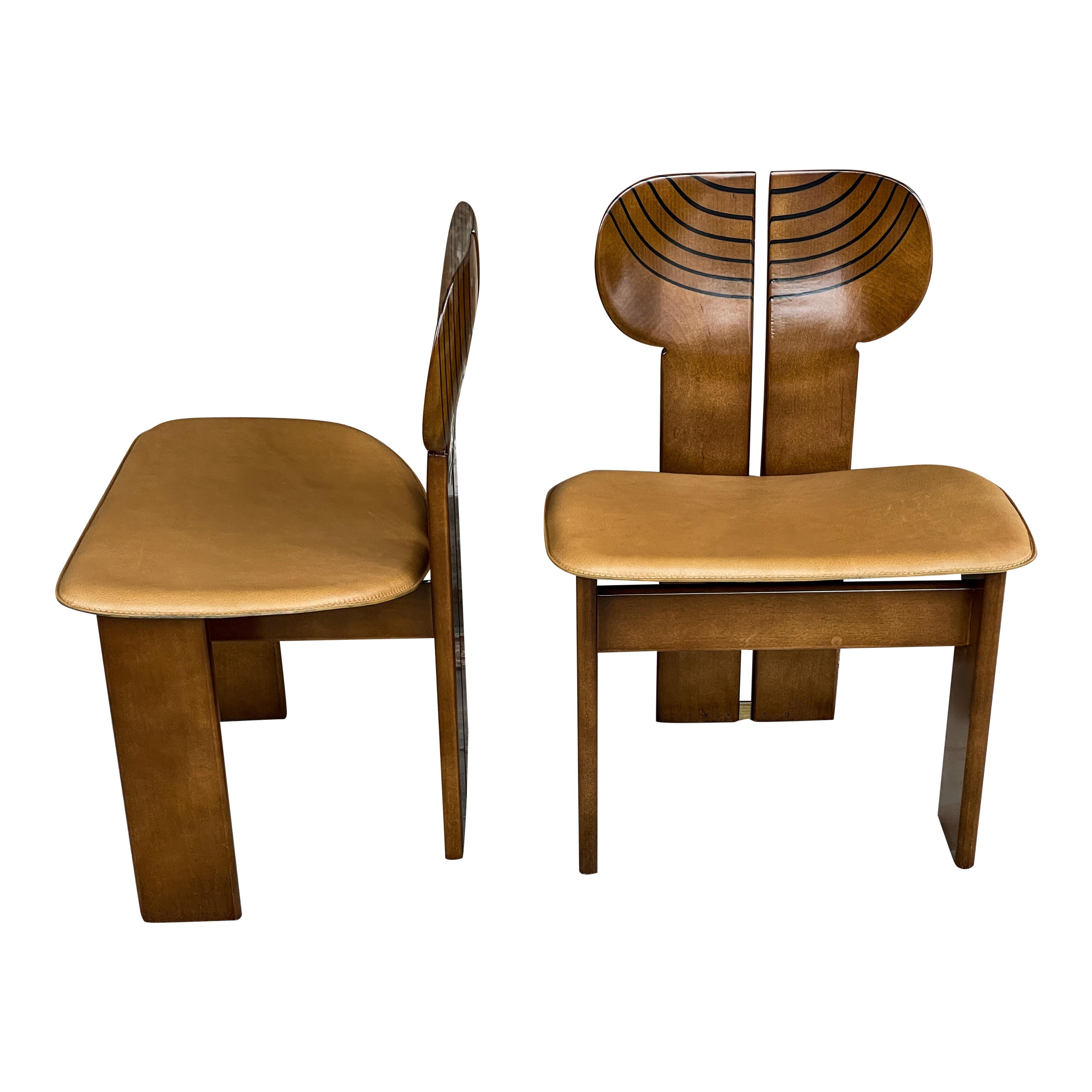 Afra and Tobia Scarpa Africa Dining Chair for Maxalto, 1976, Set of 4 For Sale 1