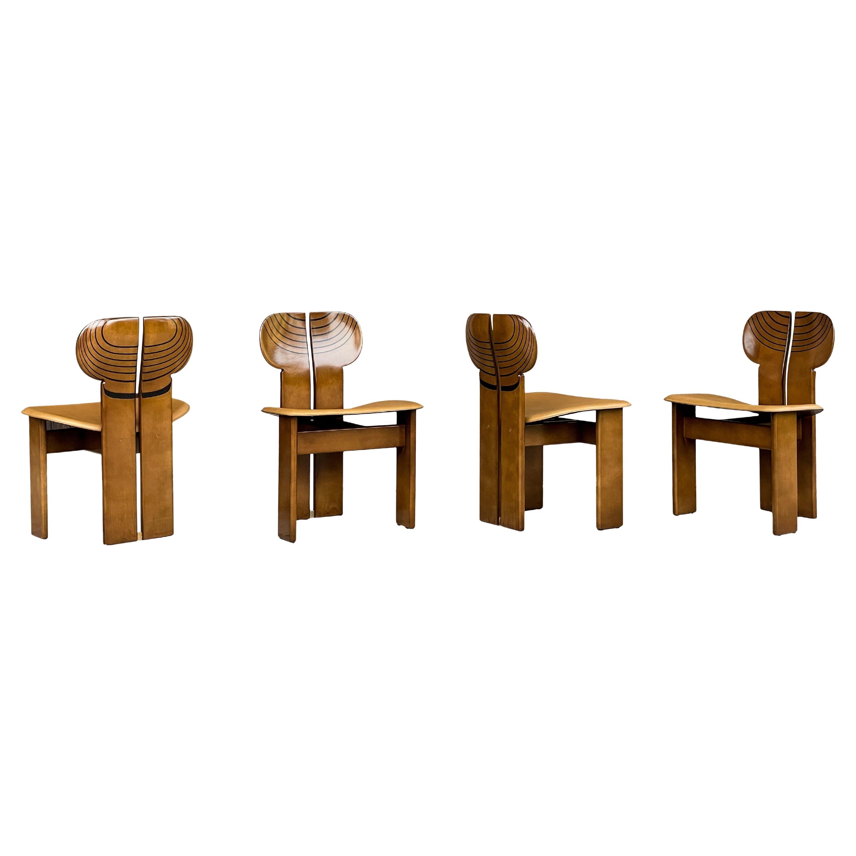 Afra and Tobia Scarpa Africa Dining Chair for Maxalto, 1976, Set of 4