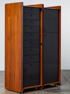 Afra & Tobia Scarpa Armarios Artona de palisandro y cuero de Maxalto, BB Italia