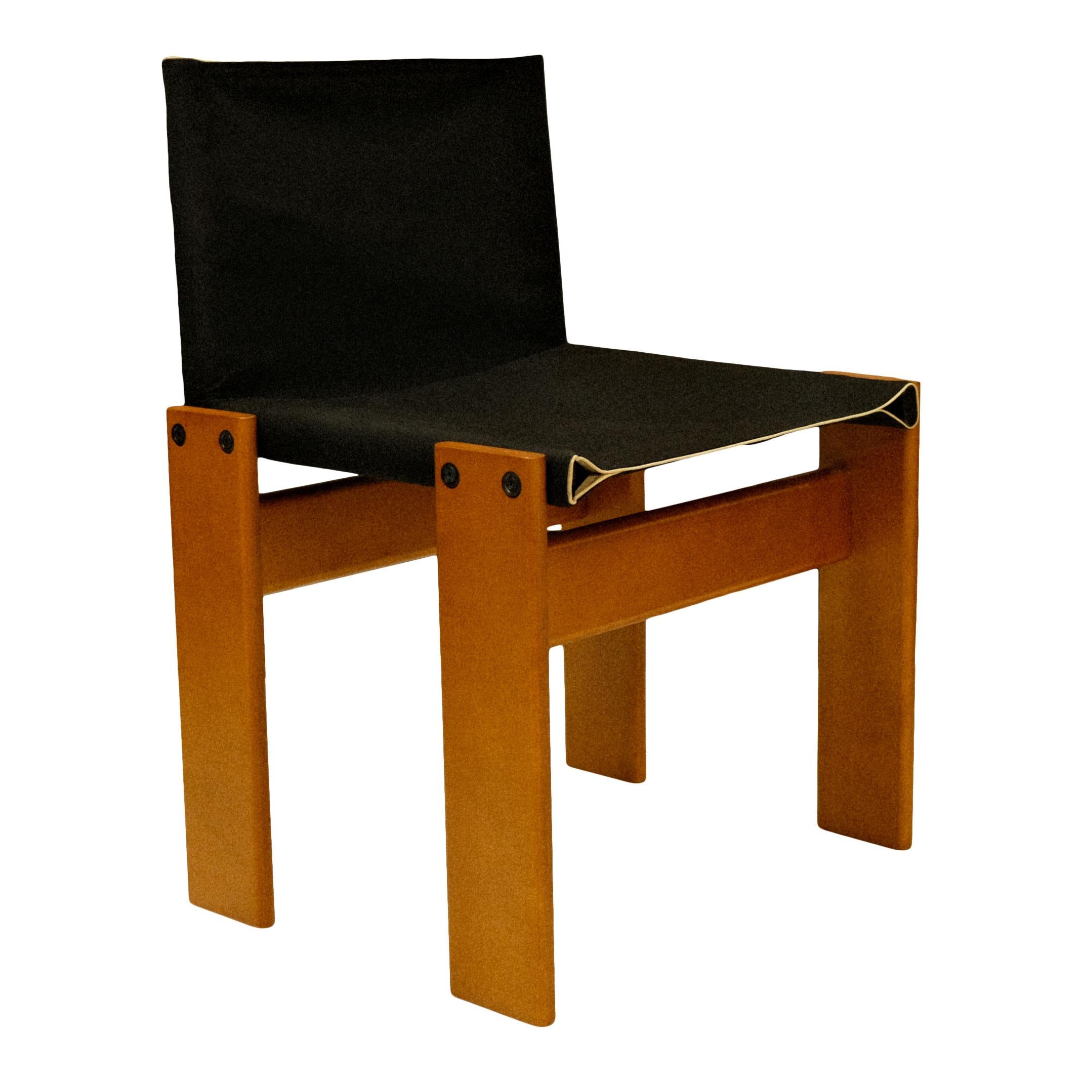 Sedia da pranzo Tobia Scarpa in Tela Nera per Molteni, Set di 4 in vendita 4