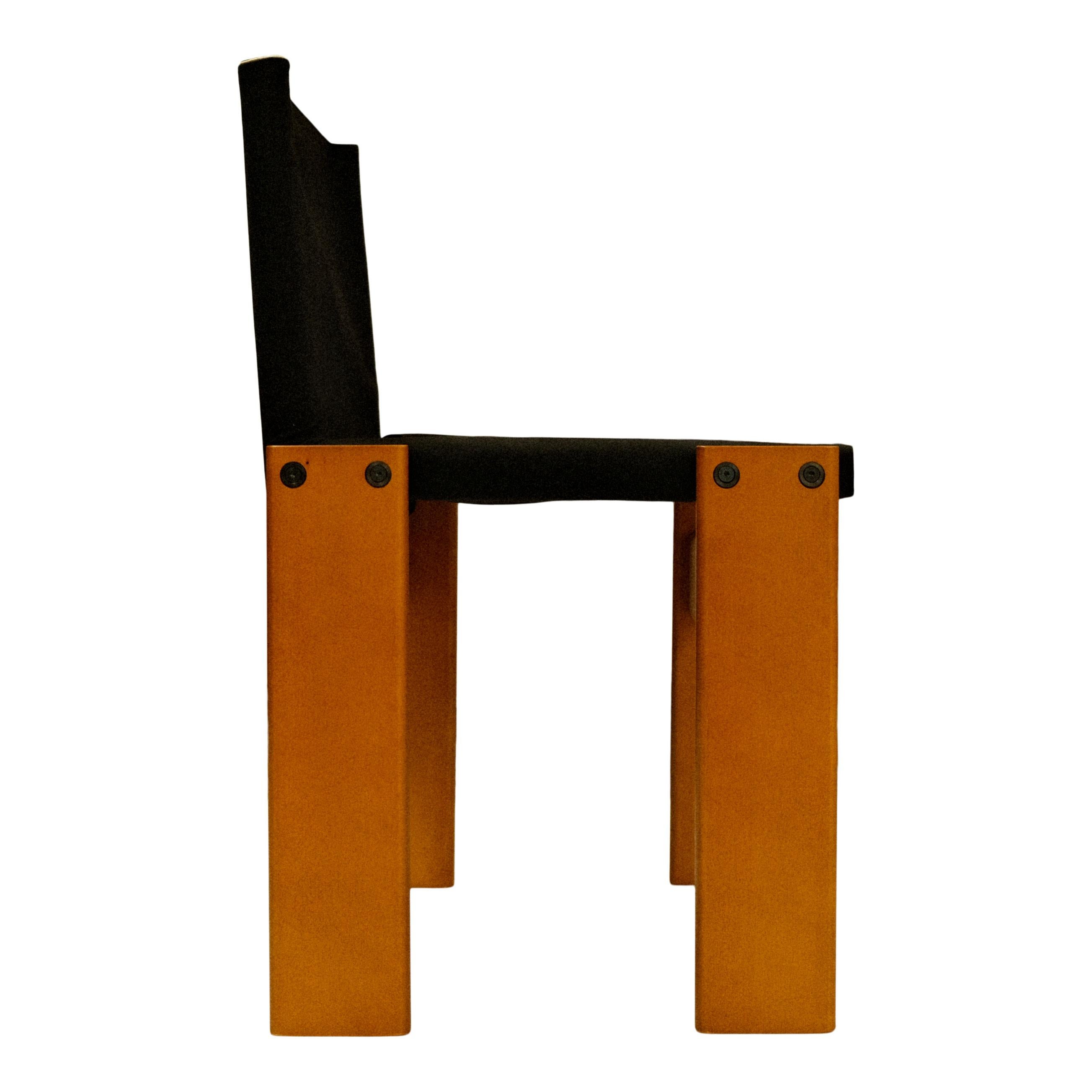 Sedia da pranzo Tobia Scarpa in Tela Nera per Molteni, Set di 4 in vendita 5