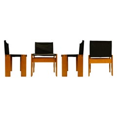 Afra and Tobia Scarpa Black Canvas Monk Dining Chair for Molteni, Set of 4