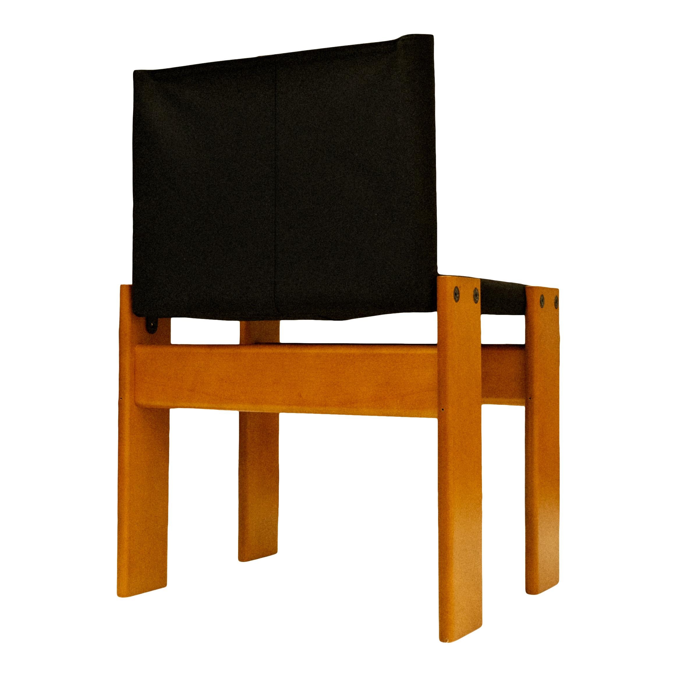 Sedia da pranzo Tobia Scarpa in Tela Nera per Molteni, Set di 6 in vendita 6