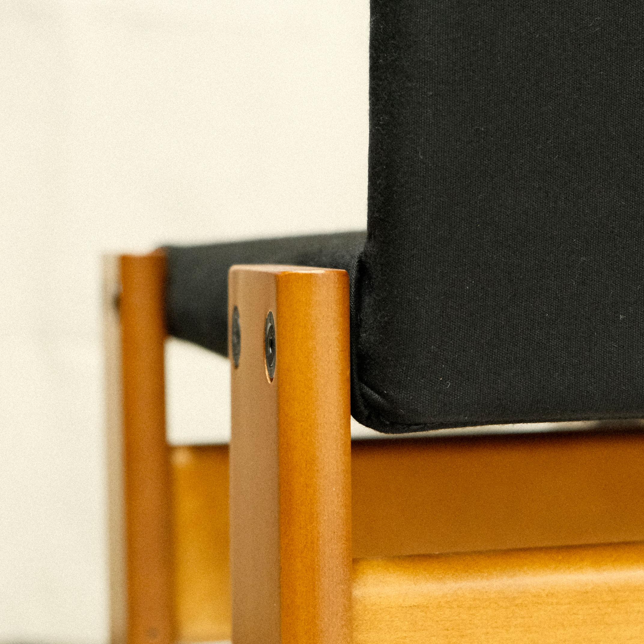 Sedia da pranzo Tobia Scarpa in Tela Nera per Molteni, Set di 6 in vendita 12