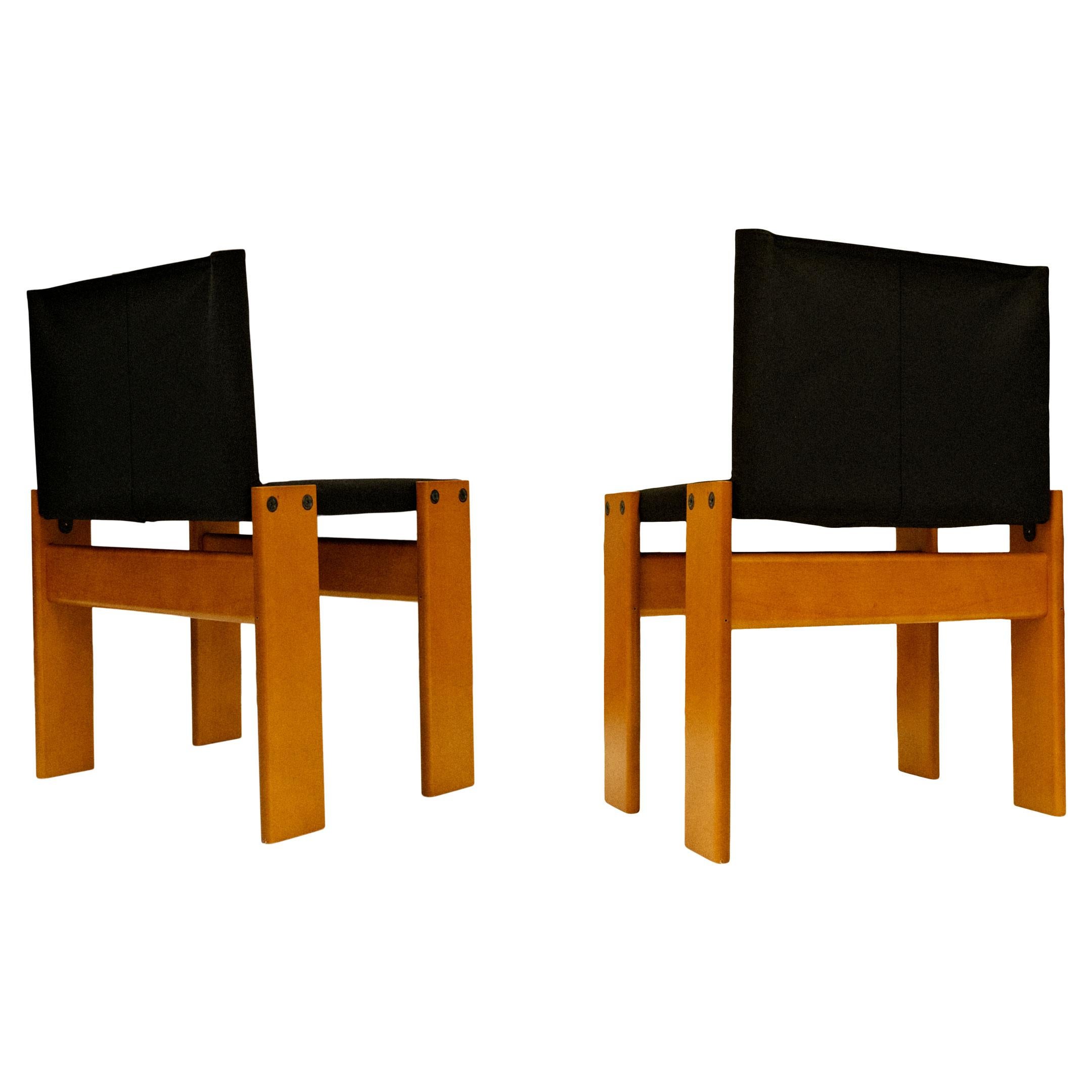 Fine XX secolo Sedia da pranzo Tobia Scarpa in Tela Nera per Molteni, Set di 6 in vendita
