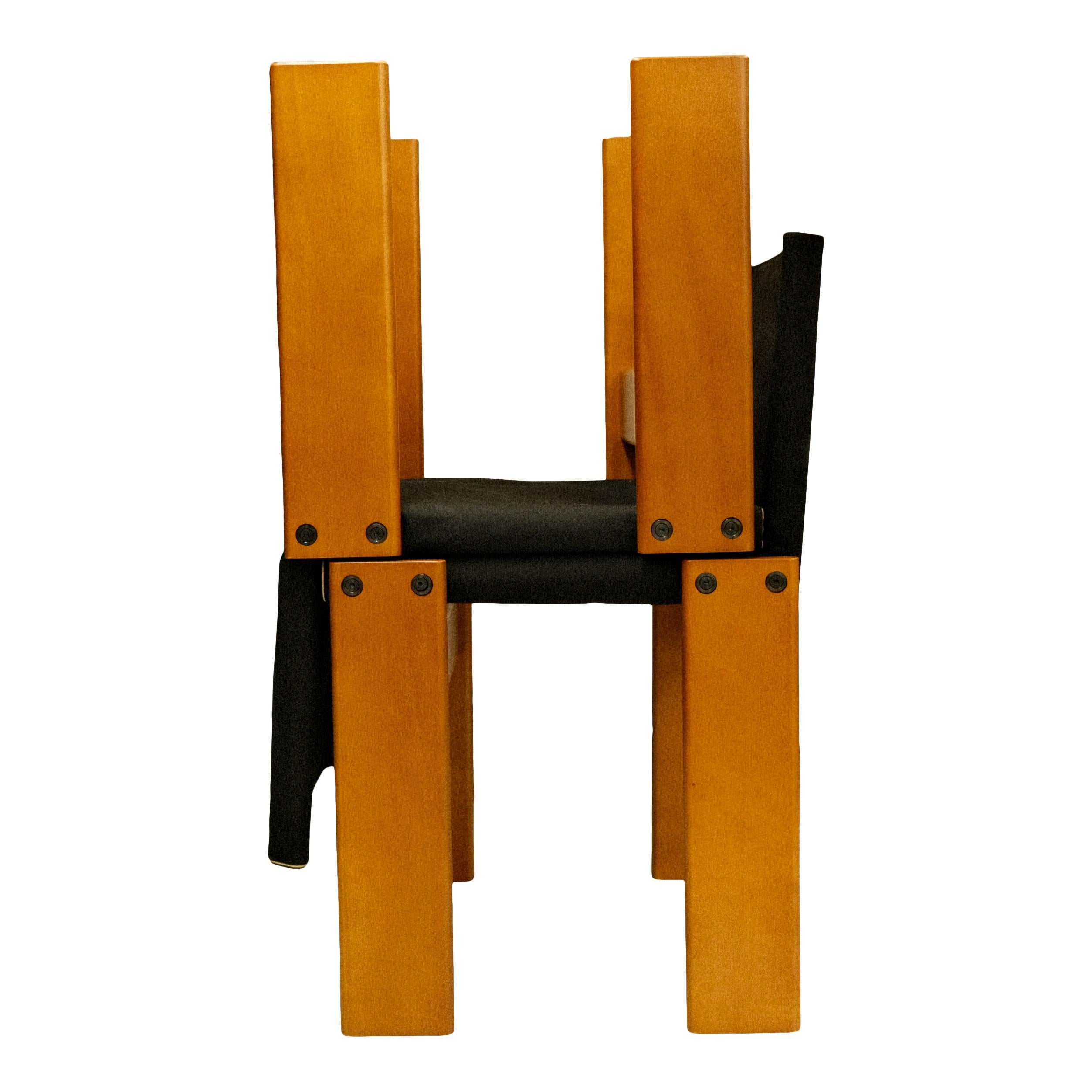 Sedia da pranzo Tobia Scarpa in Tela Nera per Molteni, Set di 6 in vendita 1