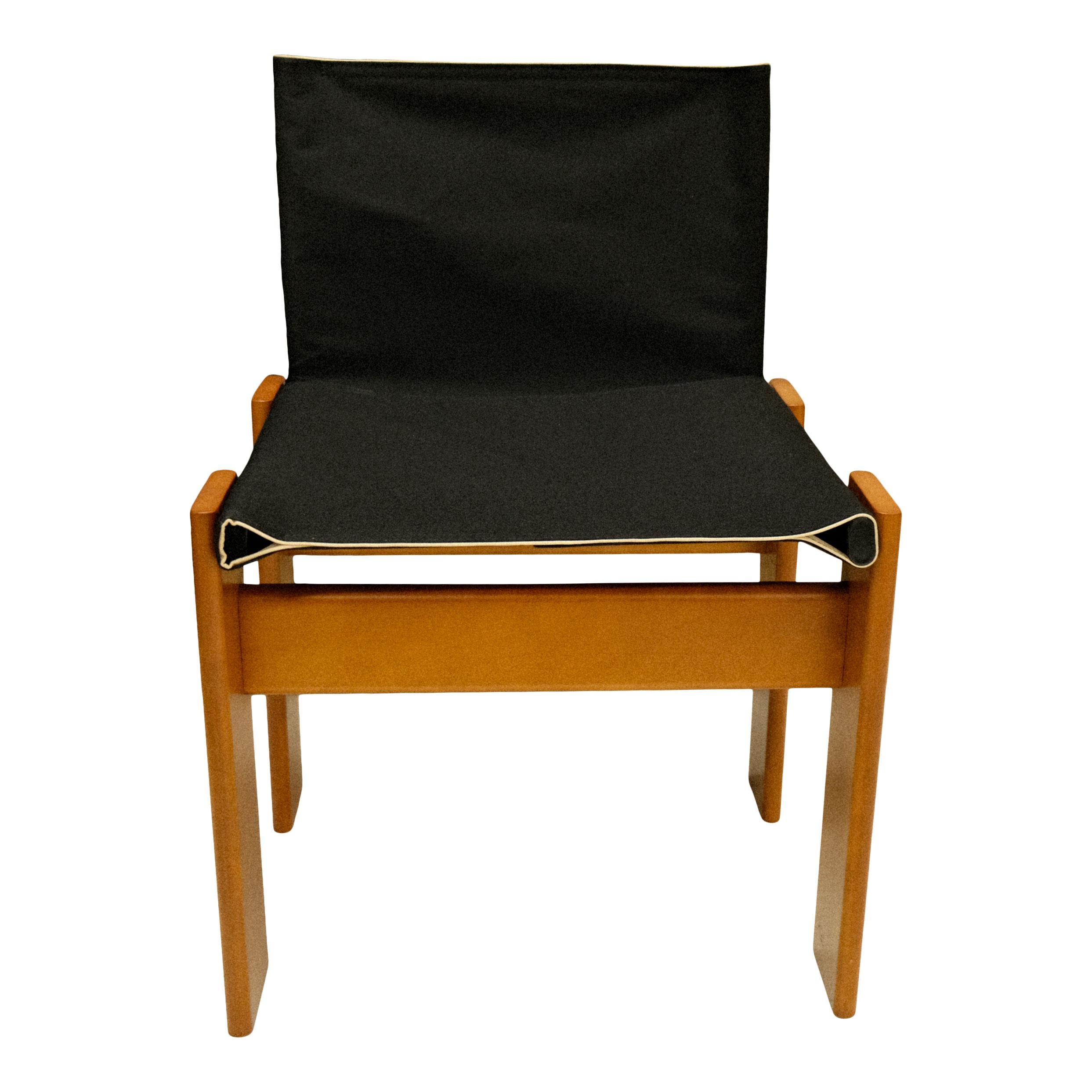 Sedia da pranzo Tobia Scarpa in Tela Nera per Molteni, Set di 6 in vendita 3