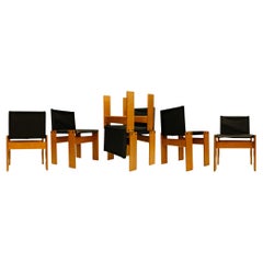 Afra and Tobia Scarpa Black Canvas Monk Dining Chair for Molteni, Set of 6