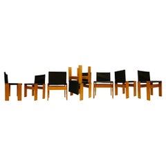 Afra and Tobia Scarpa Black Canvas Monk Dining Chair for Molteni, Set of 8
