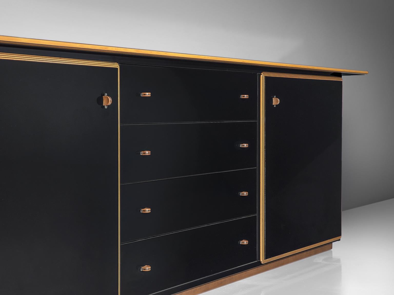 Afra and Tobia Scarpa Black Lacquered Cabinet In Good Condition In Waalwijk, NL