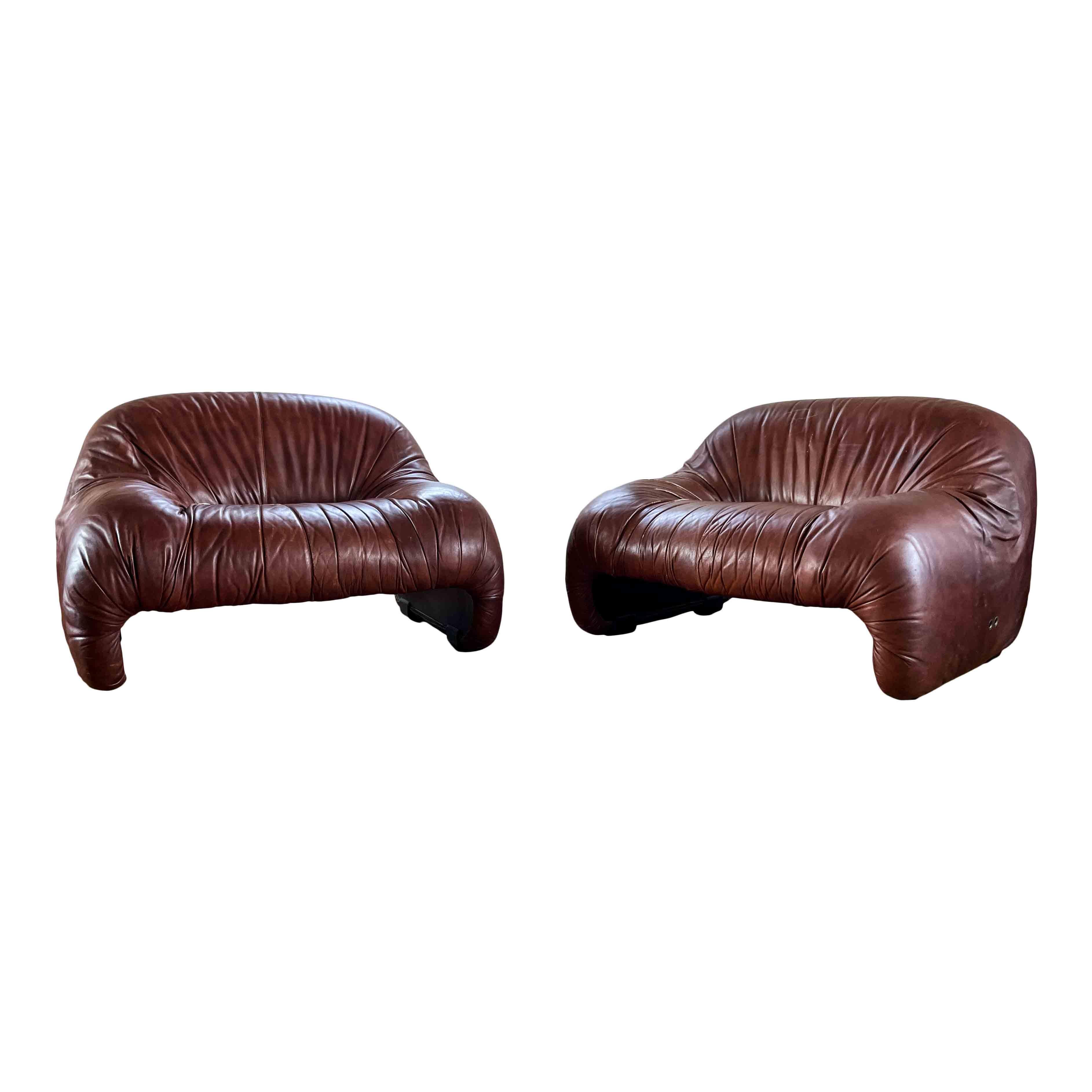 Plastic Afra and Tobia Scarpa Brown Bonanza Lounge Chair for C&B Italia, 1970, Set of 3 For Sale