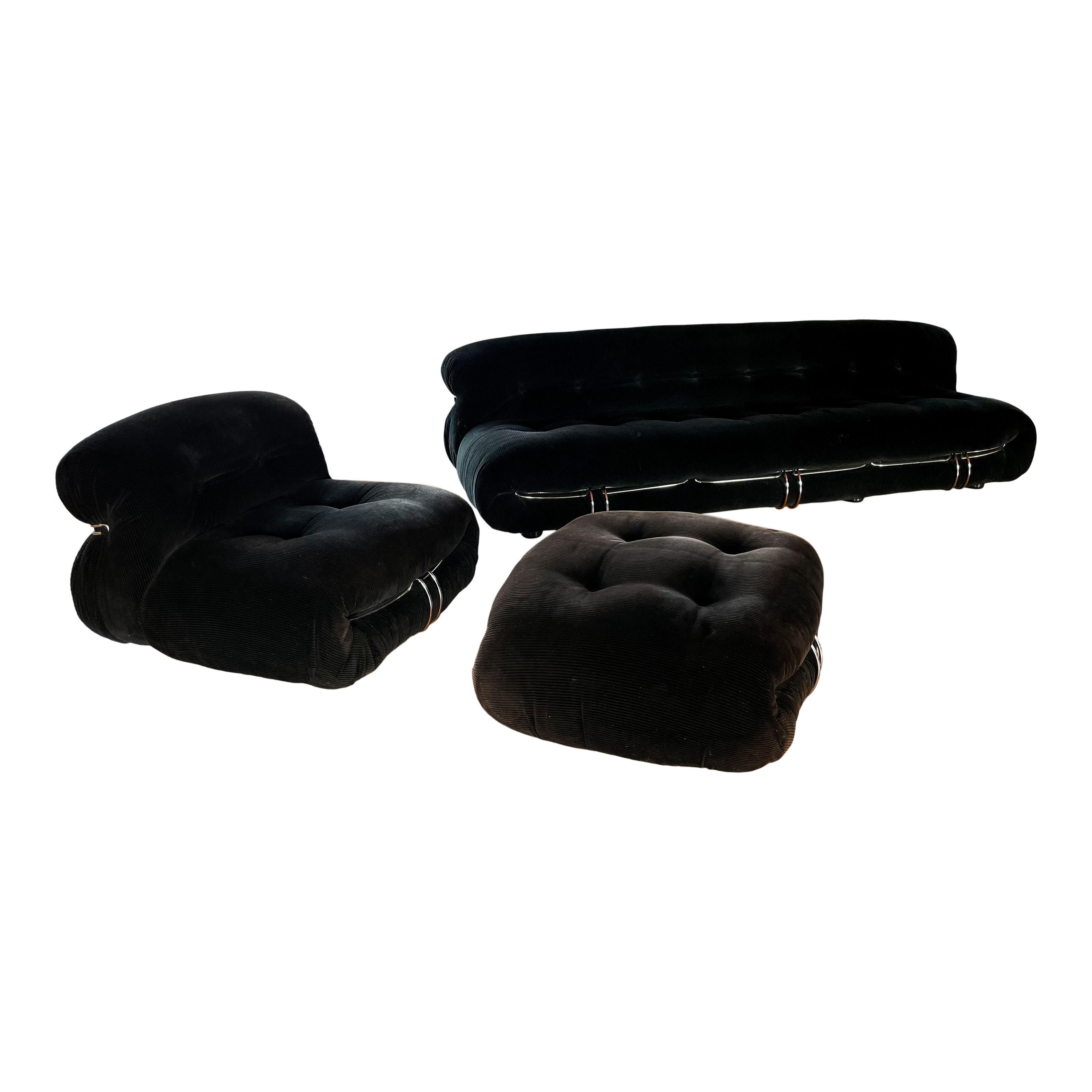 Afra and Tobia Scarpa Brown Velvet Soriana Lounge Chair for Cassina, 1969 For Sale 8