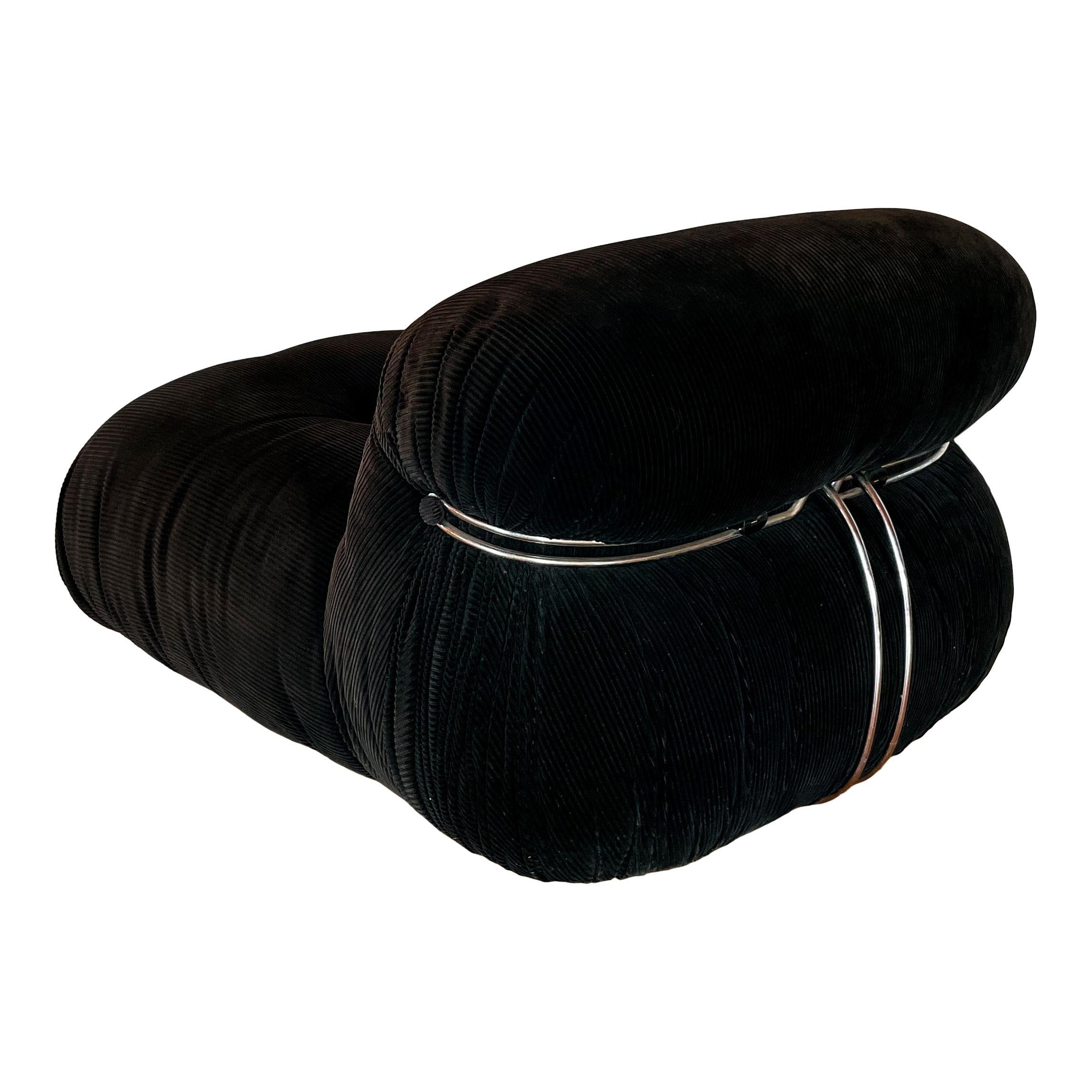 Space Age Afra and Tobia Scarpa Brown Velvet Soriana Lounge Chair for Cassina, 1969 For Sale